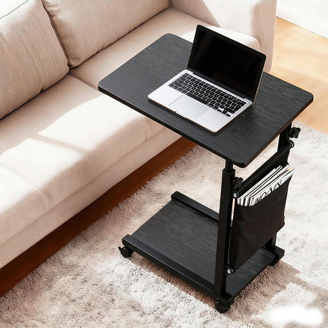 Artiss Laptop Desk Height Adjustable Mobile Workstation Computer Desks 48CM Black-Furniture &gt; Living Room &gt; Side Tables-PEROZ Accessories