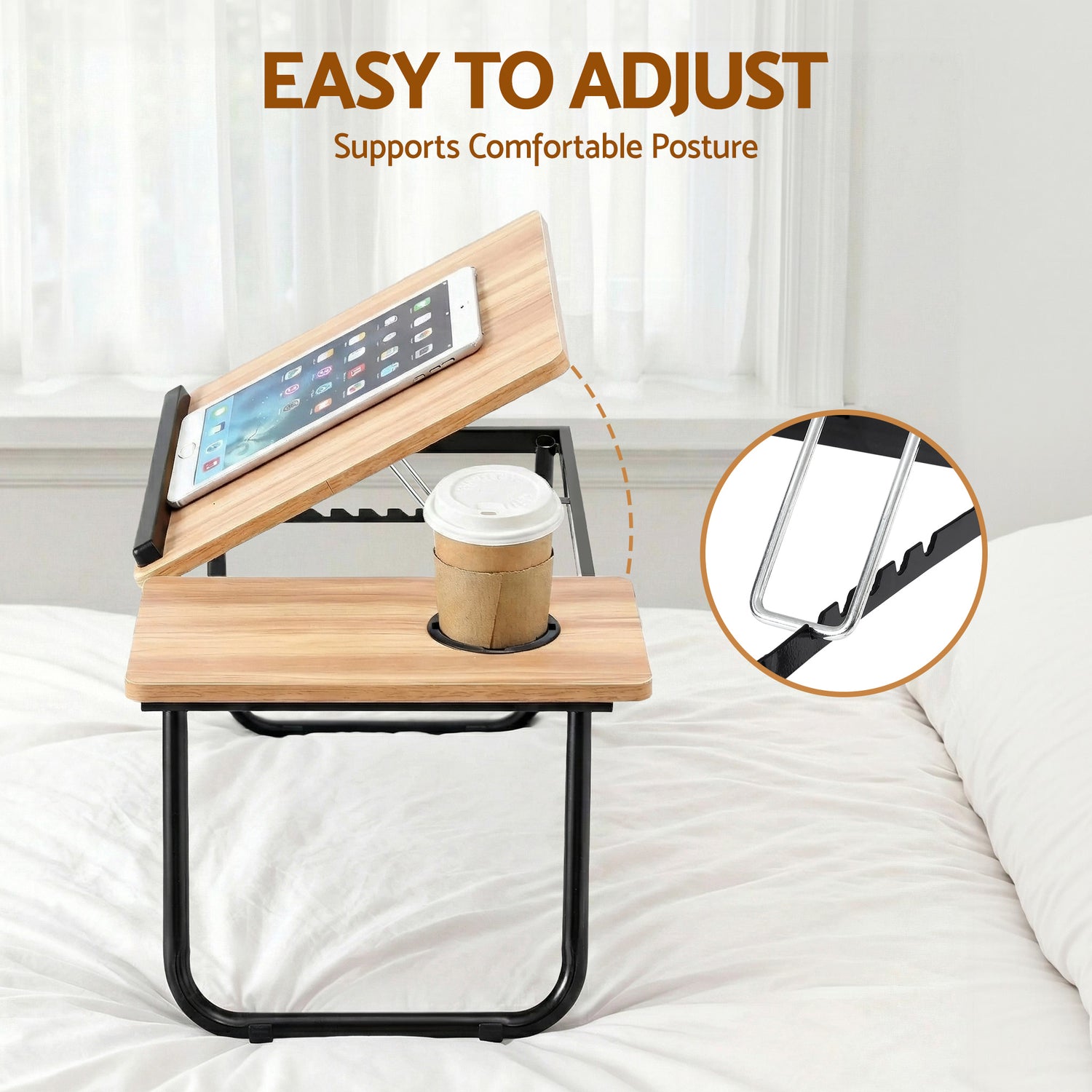 Artiss Laptop Desk Bed Table Foldable Portable Desktop Oak-Electronics > Computers &amp; Tablets > Desktops &amp; Accessories-PEROZ Accessories