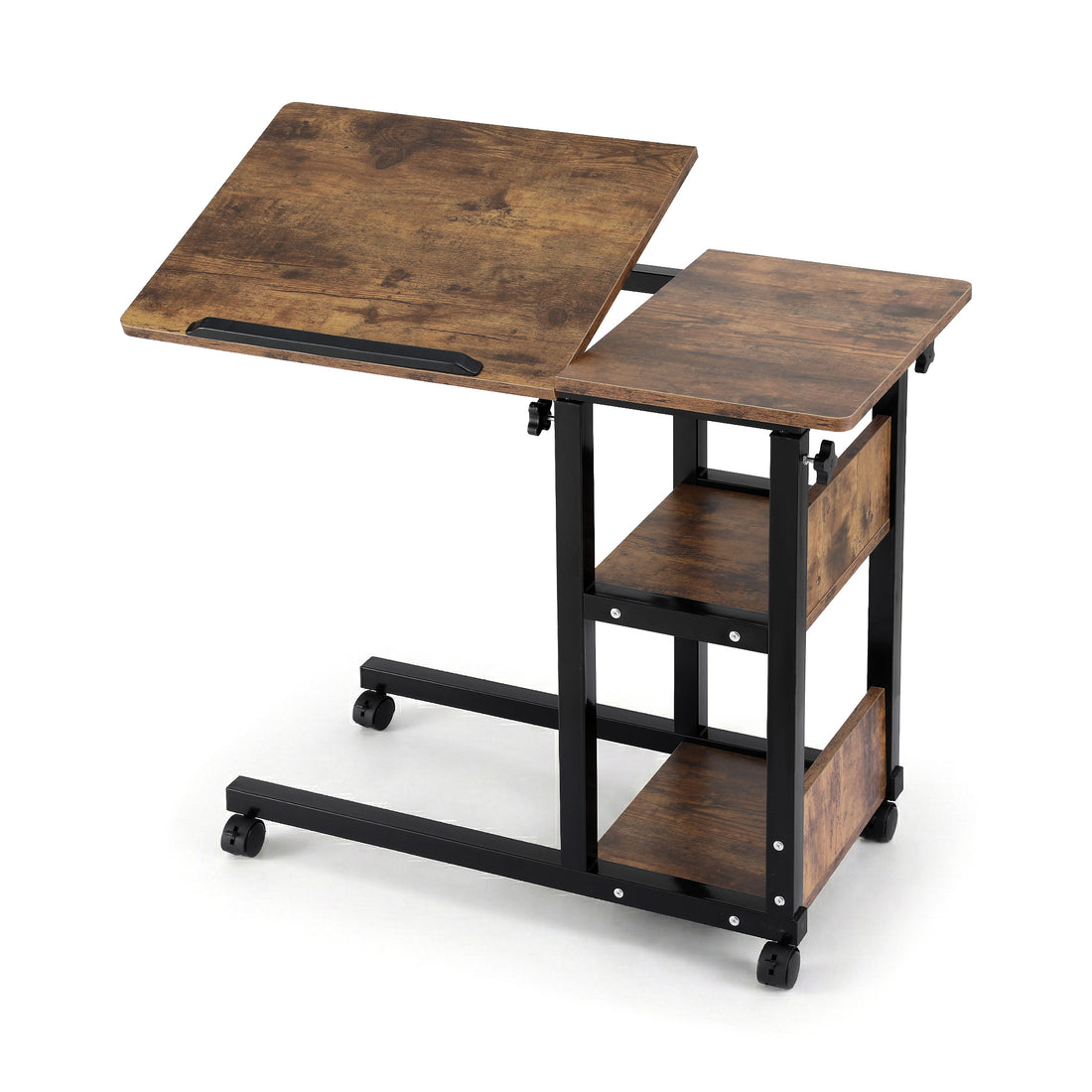 Artiss 3 Tier Adjustable Laptop Desk Tiltable Mobile Side Table Wheels-Electronics > Computers &amp; Tablets > Desktops &amp; Accessories-PEROZ Accessories
