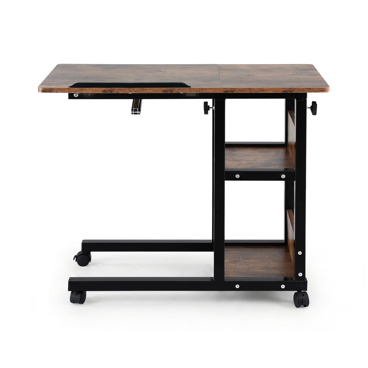 Artiss 3 Tier Adjustable Laptop Desk Tiltable Mobile Side Table Wheels-Electronics > Computers &amp; Tablets > Desktops &amp; Accessories-PEROZ Accessories