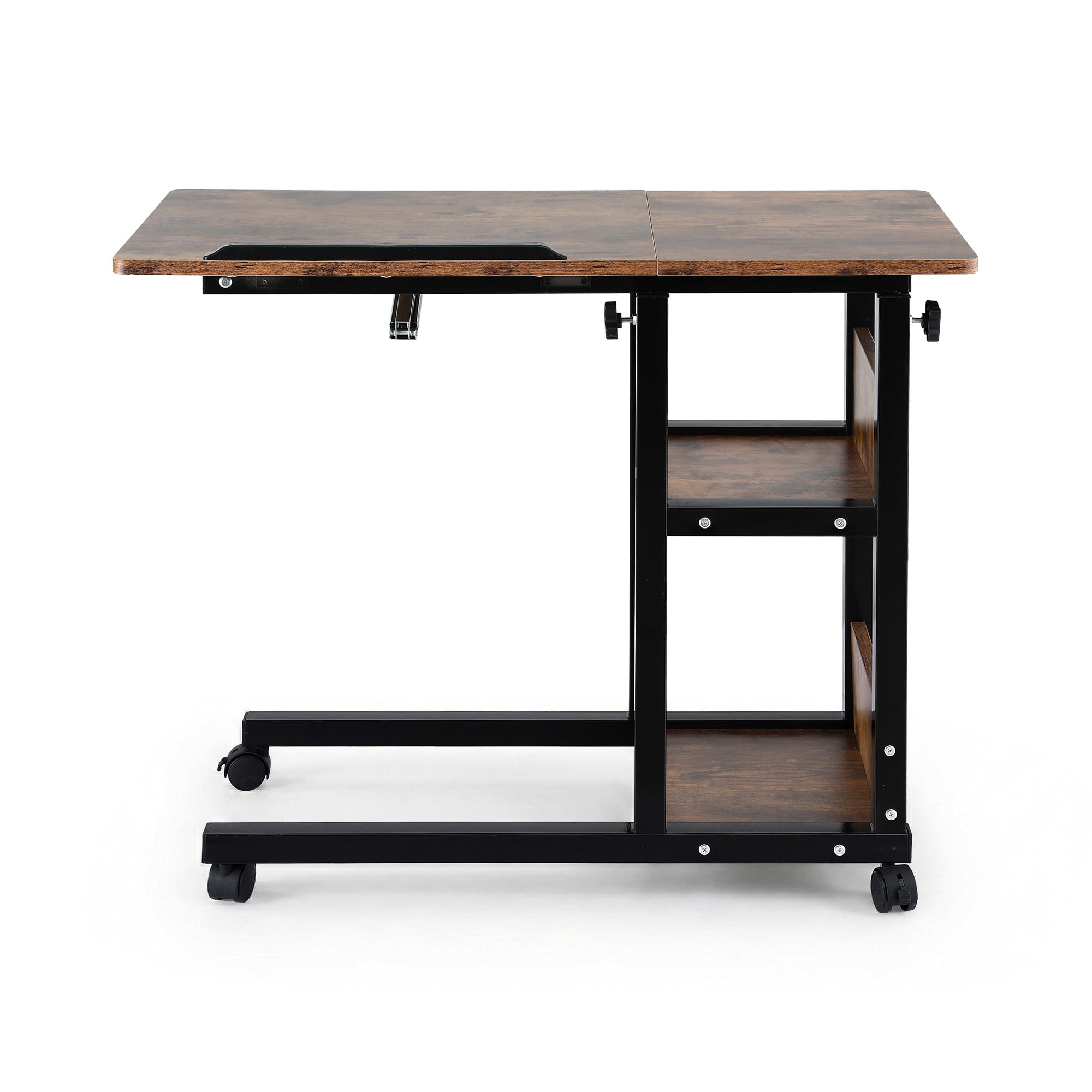 Artiss 3 Tier Adjustable Laptop Desk Tiltable Mobile Side Table Wheels-Electronics > Computers &amp; Tablets > Desktops &amp; Accessories-PEROZ Accessories