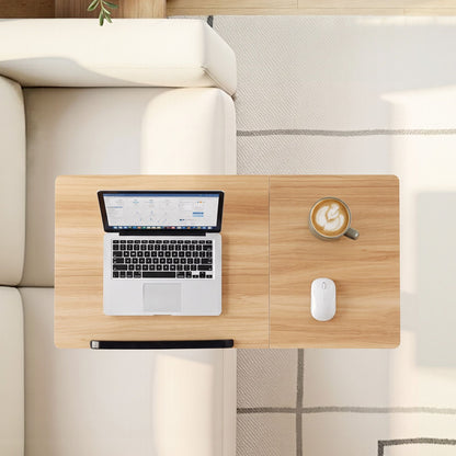 Artiss 3 Tier Adjustable Laptop Desk Tiltable Mobile Side Table Wheels Oak