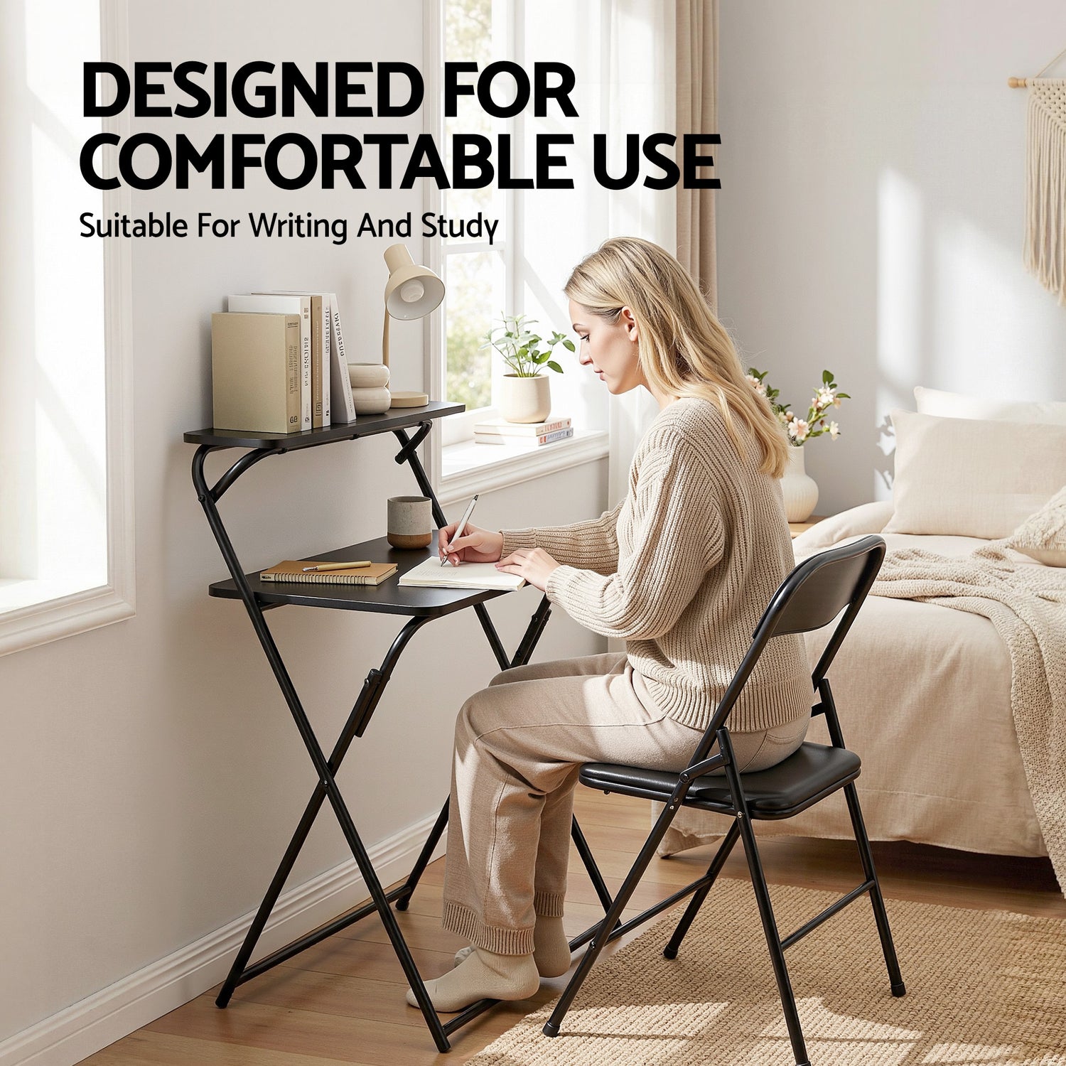 Artiss Laptop Desk Foldable Study Desk Home Office Black-Electronics > Computers &amp; Tablets > Desktops &amp; Accessories-PEROZ Accessories