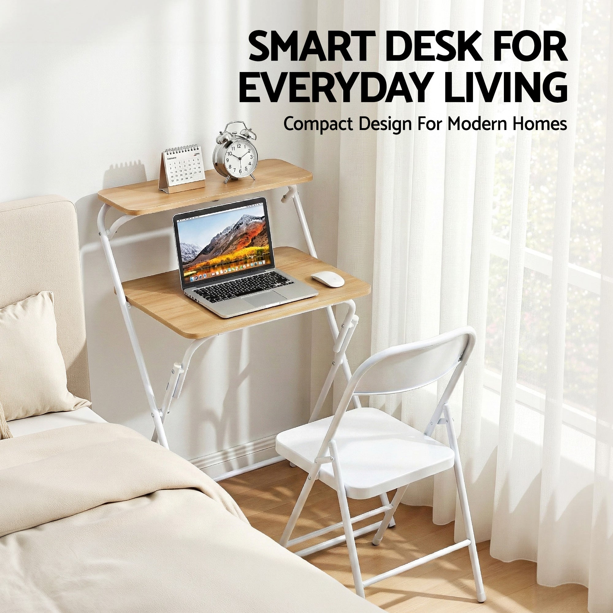 Artiss Laptop Desk Foldable Study Desk Home Office Oak-Electronics > Computers &amp; Tablets > Desktops &amp; Accessories-PEROZ Accessories
