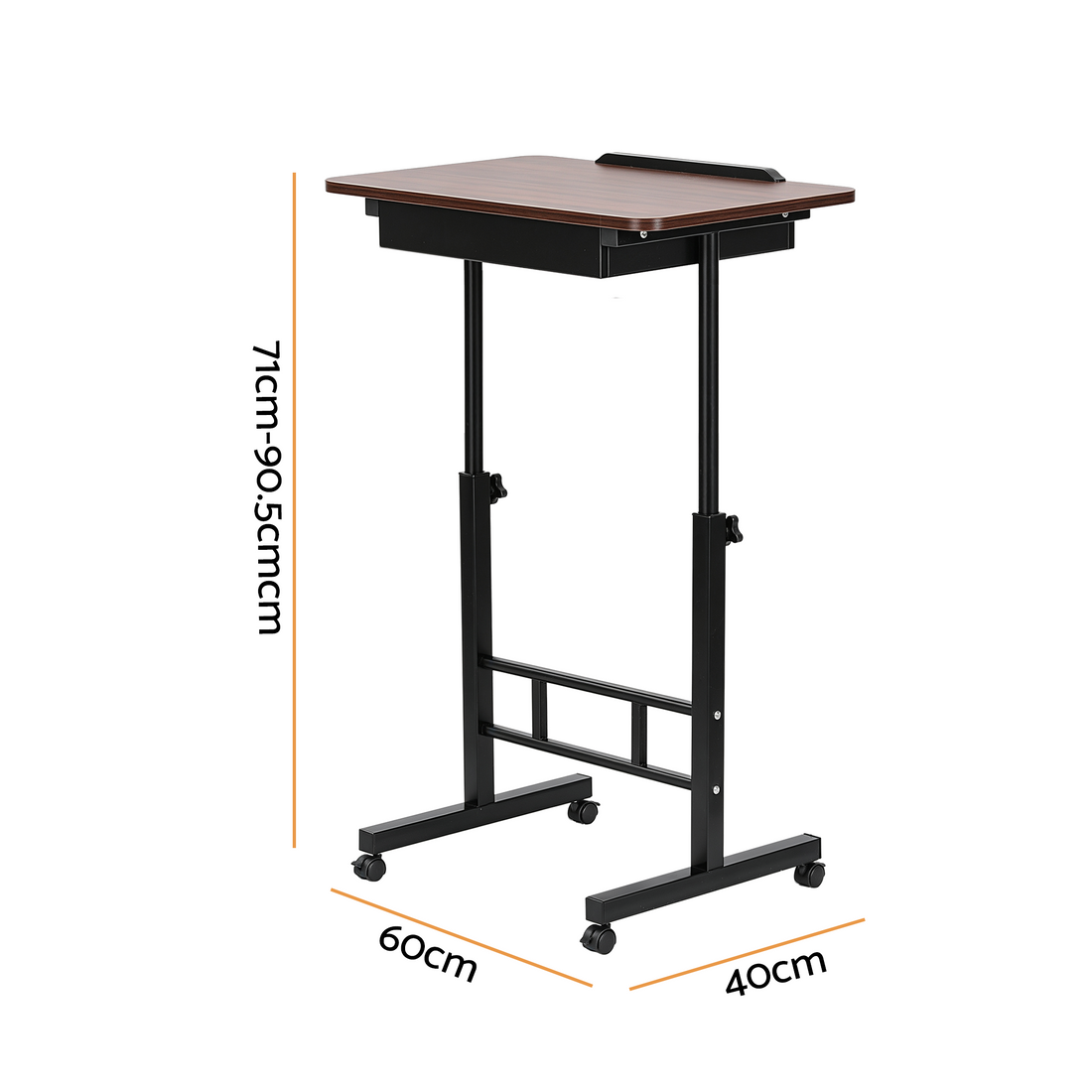 Artiss Adjustable Laptop Desk Mobile Bedside Table Hidden Storage Walnut-Furniture > Office > Desks-PEROZ Accessories
