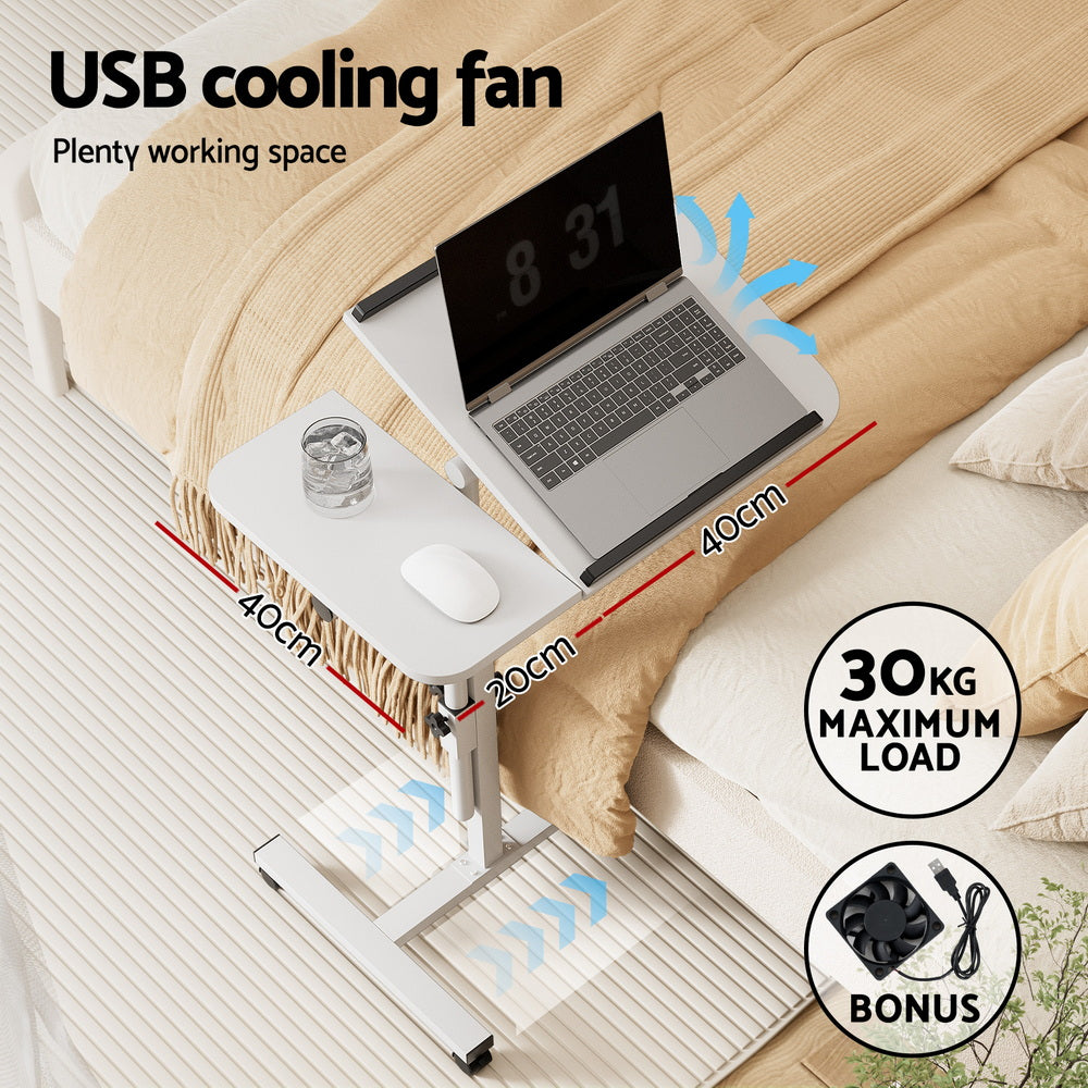 Artiss Laptop Desk Table Fan Cooling White 60CM-Furniture > Office-PEROZ Accessories