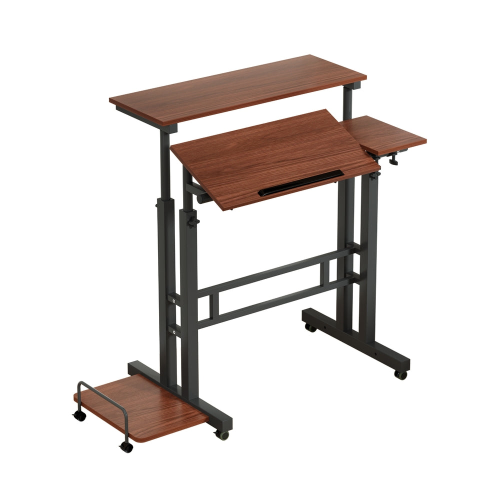 Artiss Laptop Desk Table Adjustable Dark Wood 80CM-Furniture &gt; Office-PEROZ Accessories