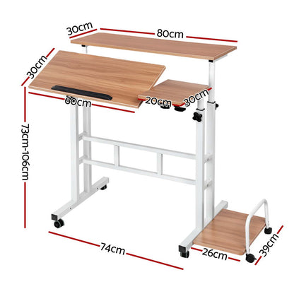 Artiss Laptop Desk Table Adjustable Light Wood 80CM-Furniture &gt; Office-PEROZ Accessories
