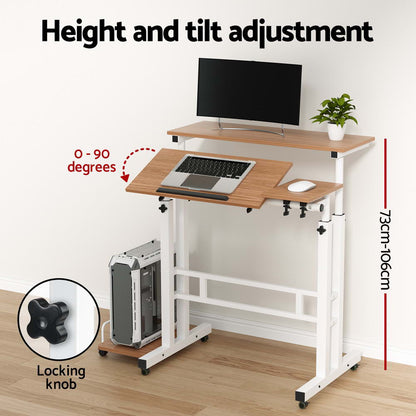 Artiss Laptop Desk Table Adjustable Light Wood 80CM-Furniture &gt; Office-PEROZ Accessories