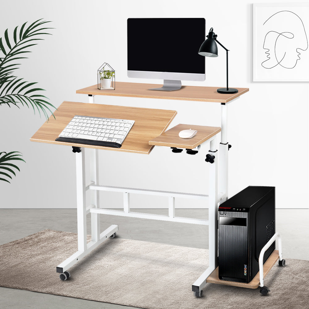 Artiss Laptop Desk Table Adjustable Light Wood 80CM-Furniture &gt; Office-PEROZ Accessories