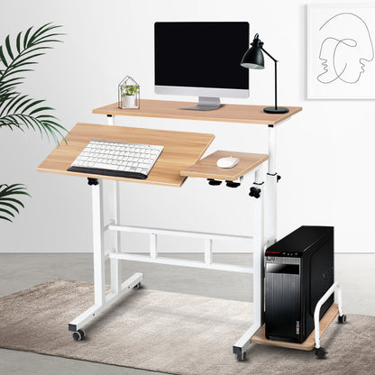 Artiss Laptop Desk Table Adjustable Light Wood 80CM-Furniture &gt; Office-PEROZ Accessories