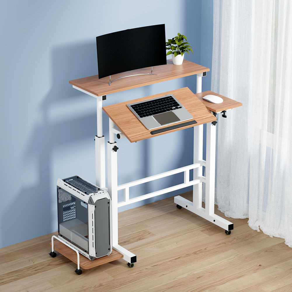 Artiss Laptop Desk Table Adjustable Light Wood 80CM-Furniture &gt; Office-PEROZ Accessories