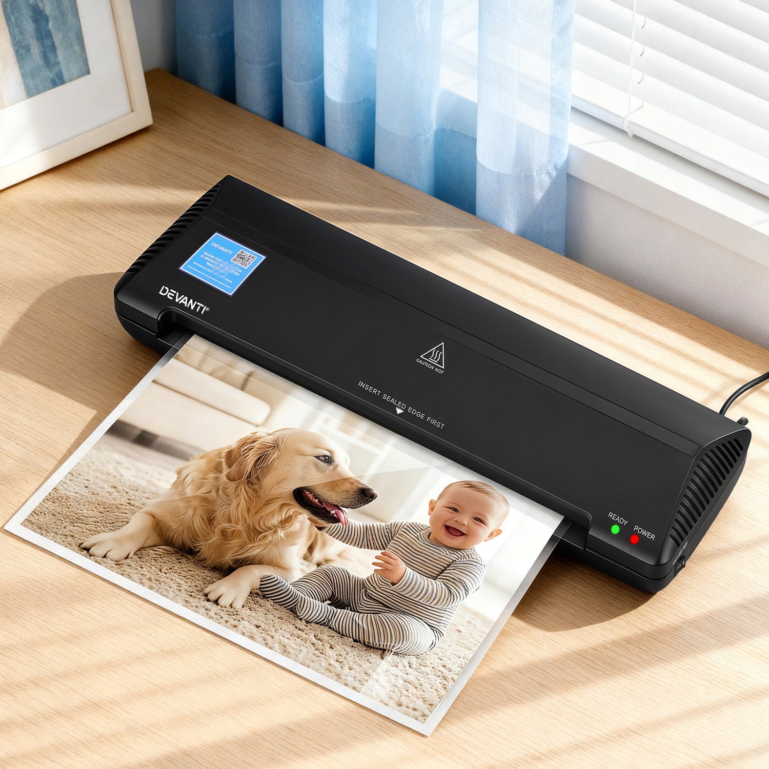 Devanti A3 Laminator Machine, Hot &amp; Cold Thermal Fast Lamination Anti-Jam Laminator for Office School Home Document Photo Card Handmade A3 A4 A5 A6, Black-Home &amp; Garden > Home Office Accessories > Laminators-PEROZ Accessories