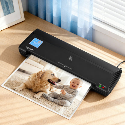 Devanti A3 Laminator Machine, Hot &amp; Cold Thermal Fast Lamination Anti-Jam Laminator for Office School Home Document Photo Card Handmade A3 A4 A5 A6, Black-Home &amp; Garden > Home Office Accessories > Laminators-PEROZ Accessories