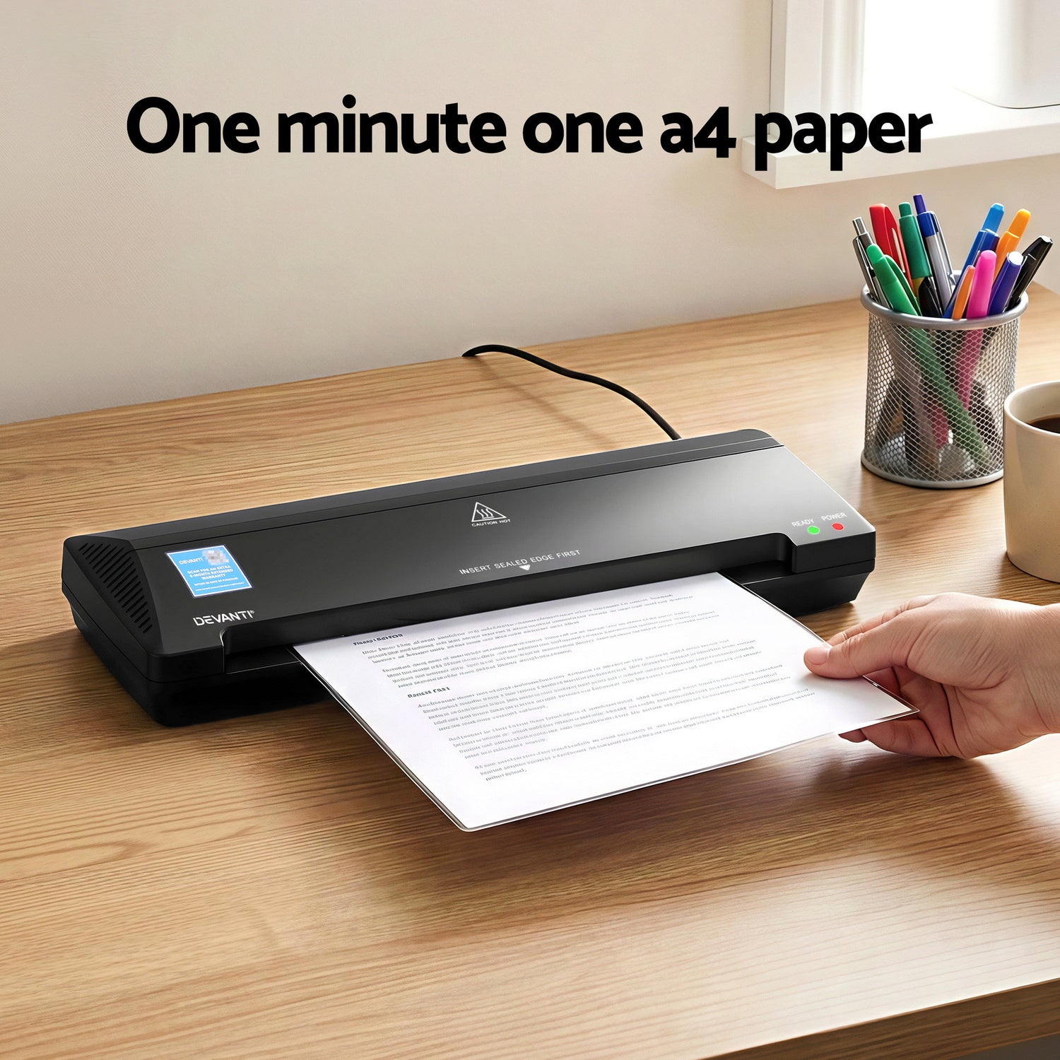 Devanti A3 Laminator Machine, Hot &amp; Cold Thermal Fast Lamination Anti-Jam Laminator for Office School Home Document Photo Card Handmade A3 A4 A5 A6, Black-Home &amp; Garden > Home Office Accessories > Laminators-PEROZ Accessories