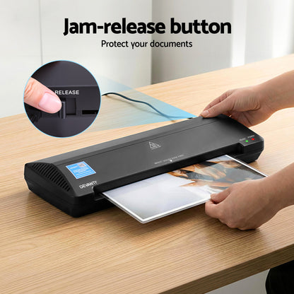 Devanti A3 Laminator Machine, Hot &amp; Cold Thermal Fast Lamination Anti-Jam Laminator for Office School Home Document Photo Card Handmade A3 A4 A5 A6, Black-Home &amp; Garden > Home Office Accessories > Laminators-PEROZ Accessories
