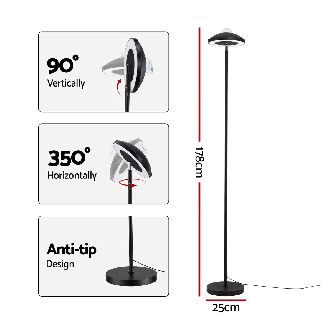 Artiss 2-in-1 LED Floor Lamp with Galaxy Projector &amp;Remote, 178cm Tall Torchiere Standing Light with Dynamic RGB Aurora Stepless 4 Colour Temperatures, 1H Timer for Living Room, Bedroom Kids Room-Home &amp; Garden > Lighting > Floor Lamps-PEROZ Accessories