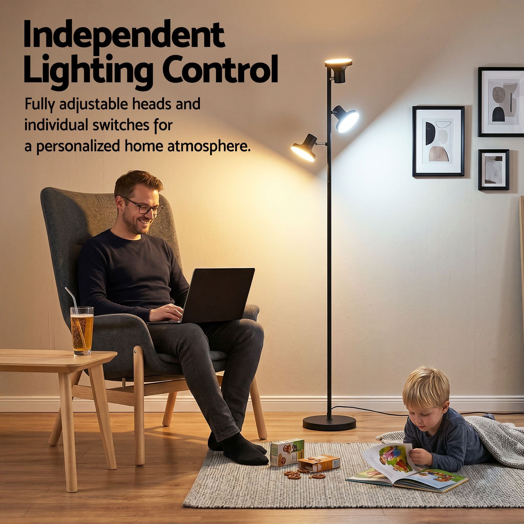 Artiss LED Tree Floor Lamp, 36W Modern Dimmable Standing Lamp with Remote &amp; Touch Control, 4 Color Temperatures, 3 Rotatable LED Light Floor Lamps for Living Room, Bedroom, Office