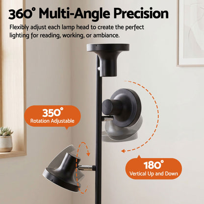 Artiss LED Tree Floor Lamp, 36W Modern Dimmable Standing Lamp with Remote &amp; Touch Control, 4 Color Temperatures, 3 Rotatable LED Light Floor Lamps for Living Room, Bedroom, Office