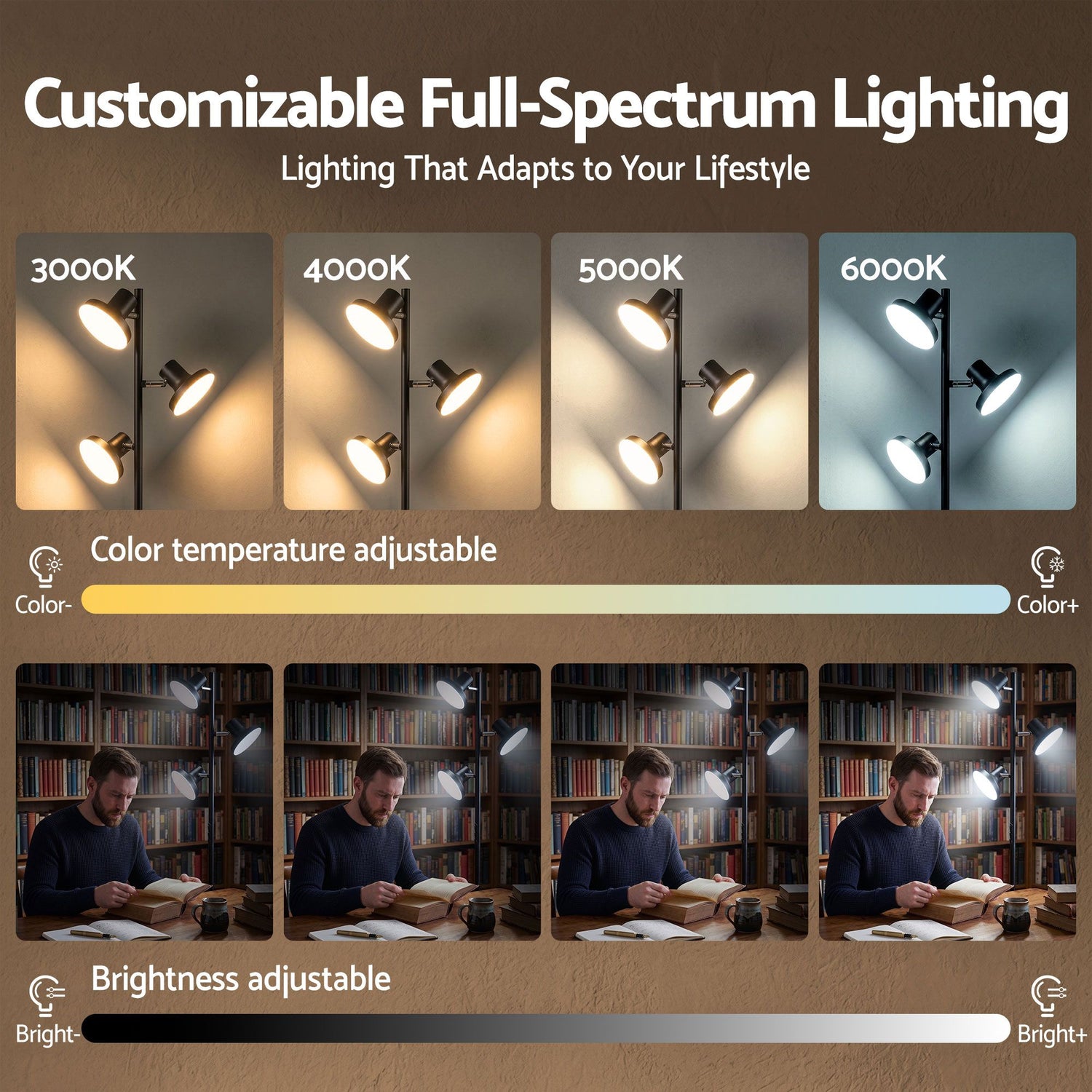 Artiss LED Tree Floor Lamp, 36W Modern Dimmable Standing Lamp with Remote &amp; Touch Control, 4 Color Temperatures, 3 Rotatable LED Light Floor Lamps for Living Room, Bedroom, Office