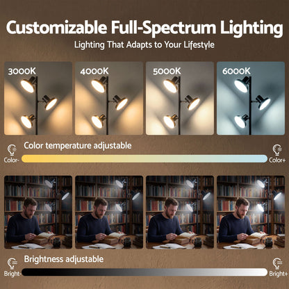 Artiss LED Tree Floor Lamp, 36W Modern Dimmable Standing Lamp with Remote &amp; Touch Control, 4 Color Temperatures, 3 Rotatable LED Light Floor Lamps for Living Room, Bedroom, Office