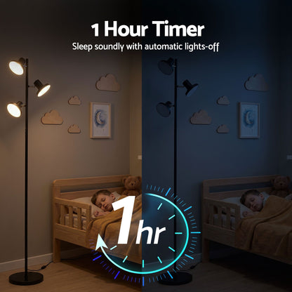 Artiss LED Tree Floor Lamp, 36W Modern Dimmable Standing Lamp with Remote &amp; Touch Control, 4 Color Temperatures, 3 Rotatable LED Light Floor Lamps for Living Room, Bedroom, Office