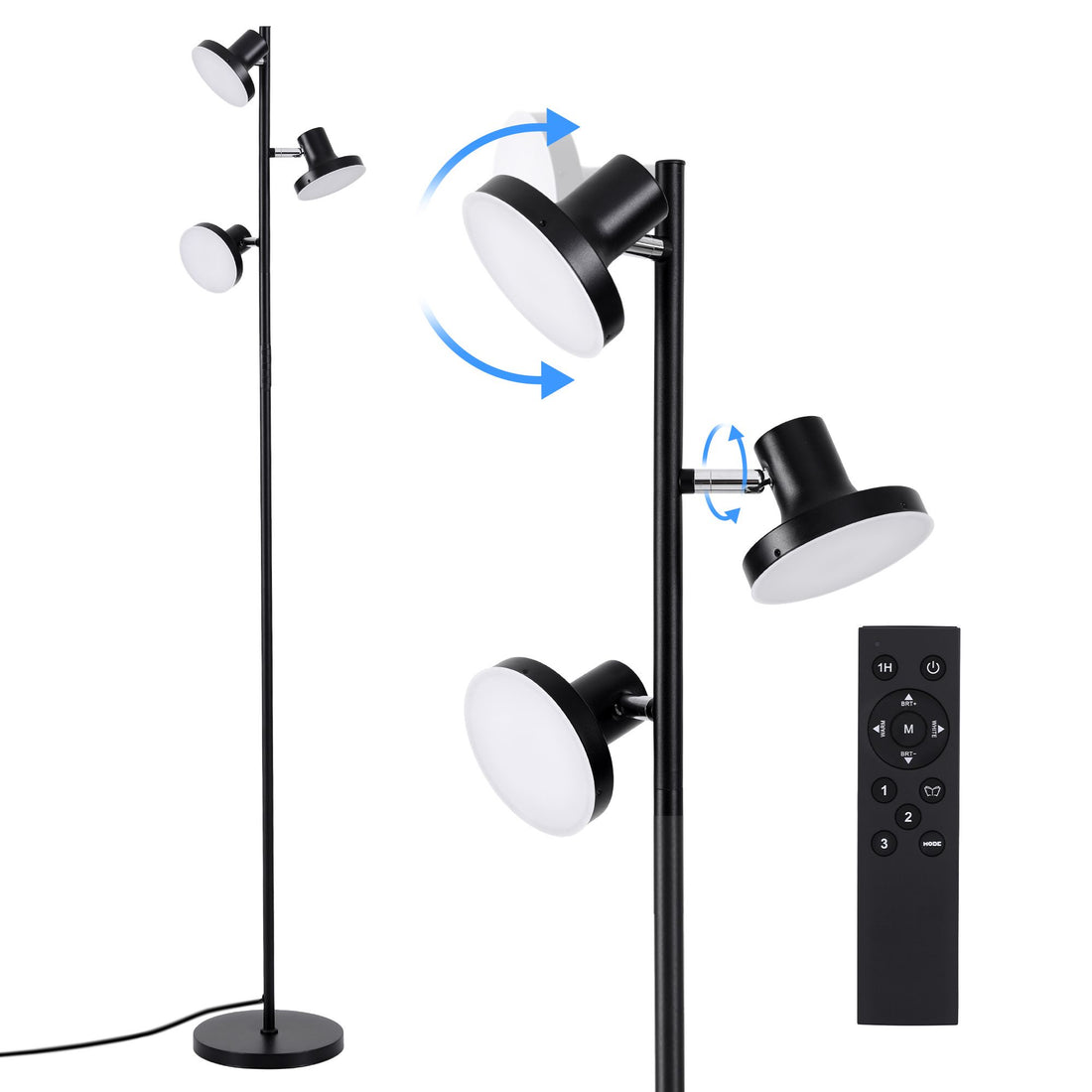 Artiss RGB Floor Lamp LED with 3 Swivel Lights Color Changing Lamp with Remote Stepless Dimmable-Home &amp; Garden > Lighting > Floor Lamps-PEROZ Accessories