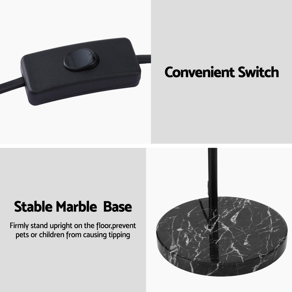 Artiss Modern Arched Floor Lamp Black Standing Heavy-Duty Marble Base for Living Room Bedroom-Home &amp; Garden &gt; Lighting &gt; Floor Lamps-PEROZ Accessories