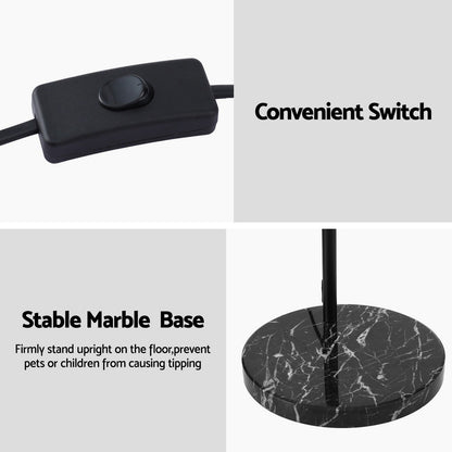 Artiss Modern Arched Floor Lamp Black Standing Heavy-Duty Marble Base for Living Room Bedroom-Home &amp; Garden &gt; Lighting &gt; Floor Lamps-PEROZ Accessories