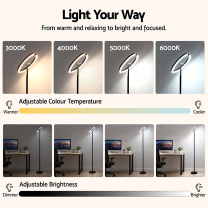 Artiss LED Floor Lamp with Dual Rotating Heads, Dimmable Light and Remote Control Black 20W-Home &amp; Garden > Lighting > Floor Lamps-PEROZ Accessories