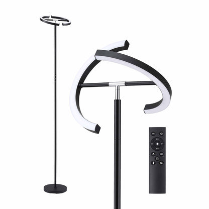 Artiss LED Floor Lamp with Dual Rotating Heads, Dimmable Light and Remote Control Black 20W-Home &amp; Garden > Lighting > Floor Lamps-PEROZ Accessories