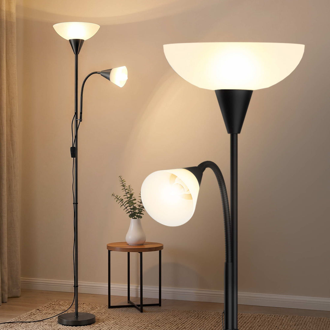 Artiss Floor Lamp Mother and Child Modern Home Living Room Office Reading Black-Home &amp; Garden > Lighting > Floor Lamps-PEROZ Accessories