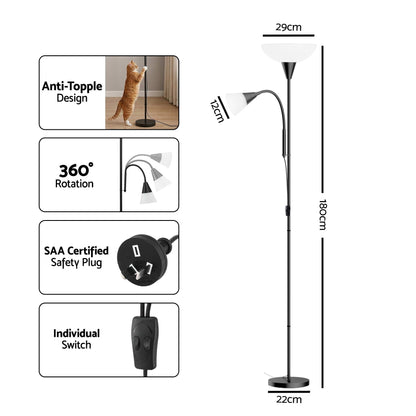 Artiss Floor Lamp Mother and Child Modern Home Living Room Office Reading Black-Home &amp; Garden > Lighting > Floor Lamps-PEROZ Accessories