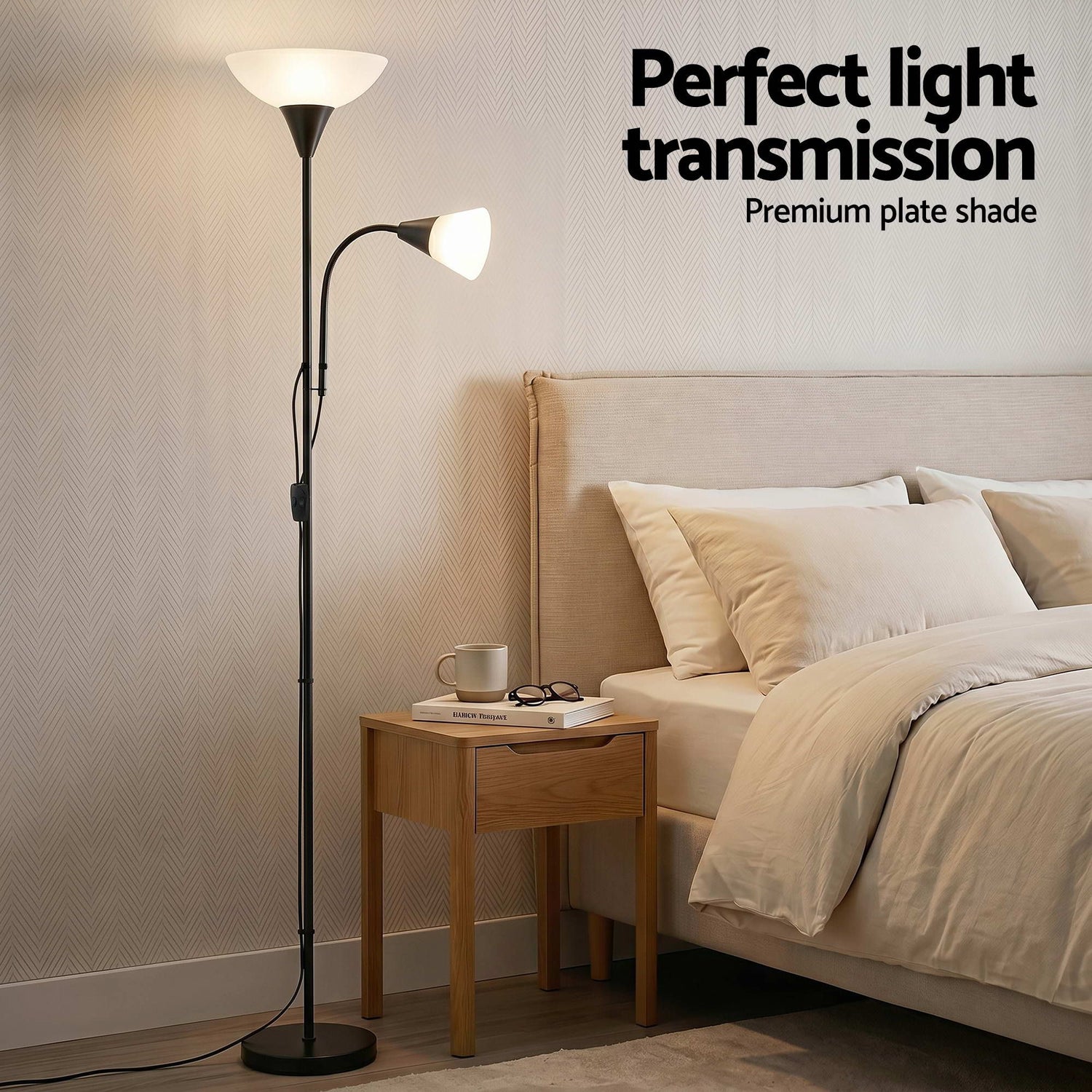 Artiss Floor Lamp Mother and Child Modern Home Living Room Office Reading Black-Home &amp; Garden > Lighting > Floor Lamps-PEROZ Accessories