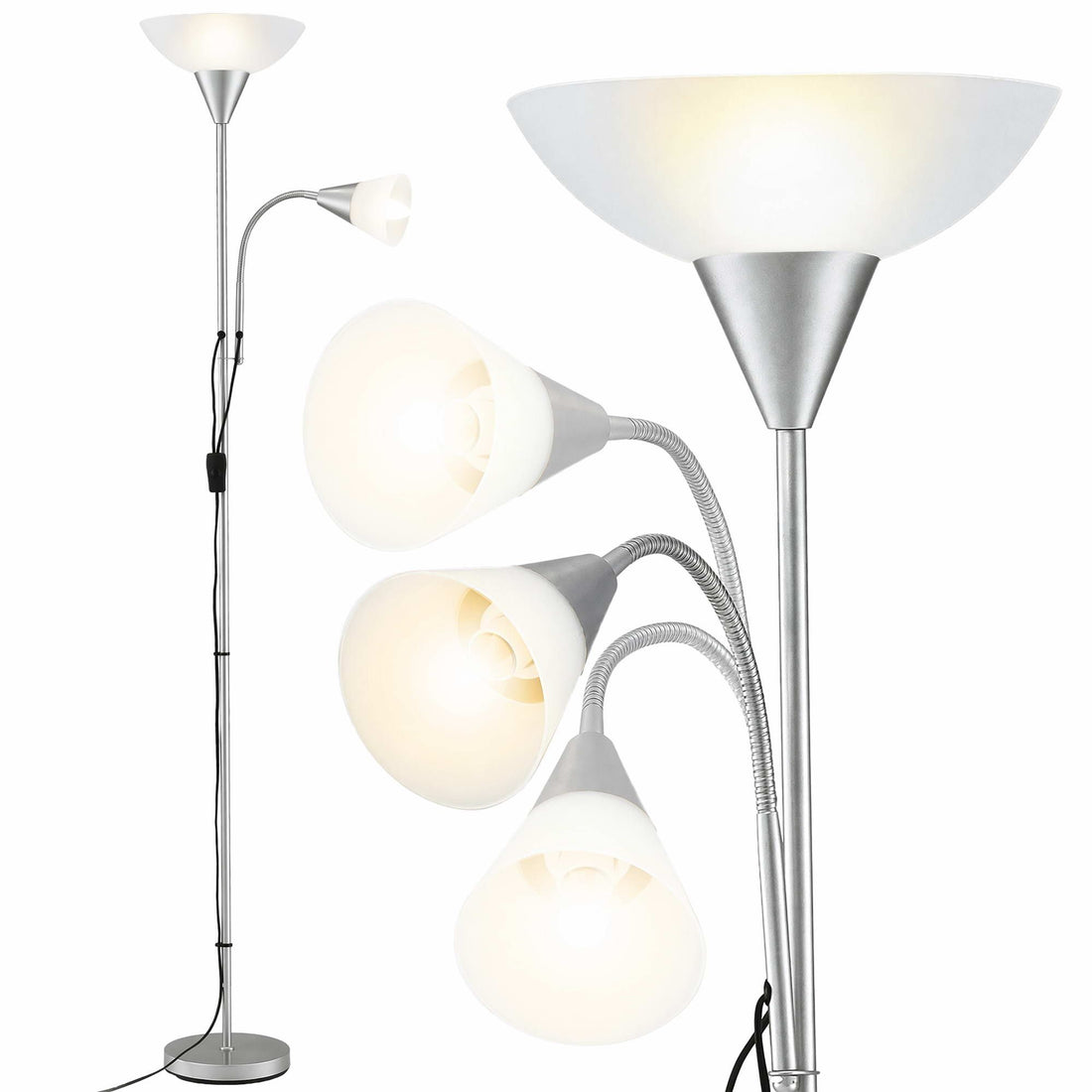 Artiss Floor Lamp Mother and Child Modern Home Living Room Office Reading Silver-Home &amp; Garden > Lighting > Floor Lamps-PEROZ Accessories