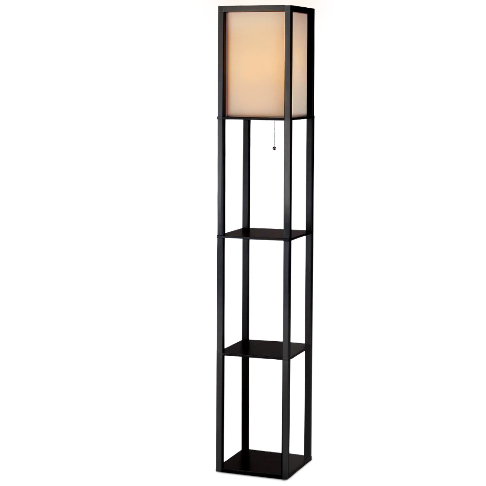 Artiss Floor Lamp 3 Tier Shelf Shelf Storage LED Light Stand Home Room Vintage Black-Home &amp; Garden > Lighting-PEROZ Accessories