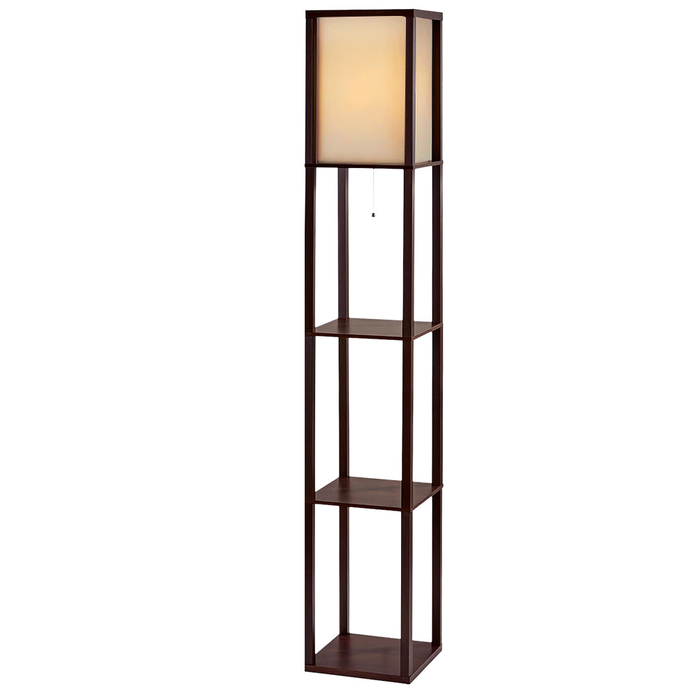 Artiss Floor Lamp 3 Tier Shelf Storage LED Light Stand Home Room Vintage Brown-Home &amp; Garden > Lighting-PEROZ Accessories