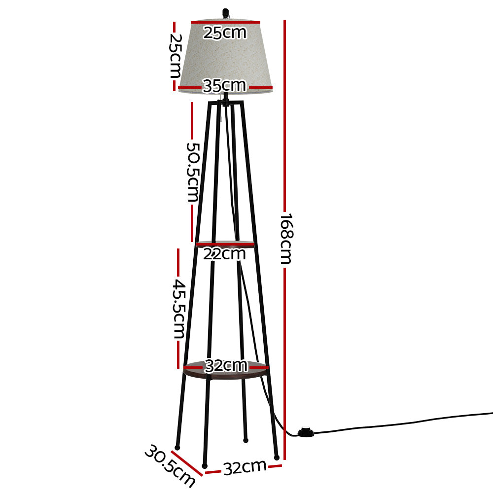 Artiss Floor Lamp 2 Tier Shelf Storage LED Light Stand Home Living Room Upright-Furniture &gt; Bedroom-PEROZ Accessories