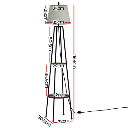 Artiss Floor Lamp 2 Tier Shelf Storage LED Light Stand Home Living Room Upright-Furniture &gt; Bedroom-PEROZ Accessories