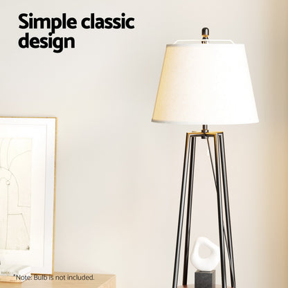 Artiss Floor Lamp 2 Tier Shelf Storage LED Light Stand Home Living Room Upright-Furniture &gt; Bedroom-PEROZ Accessories