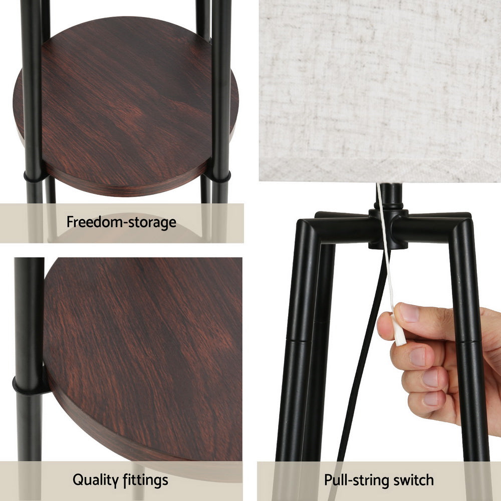 Artiss Floor Lamp 2 Tier Shelf Storage LED Light Stand Home Living Room Upright-Furniture &gt; Bedroom-PEROZ Accessories