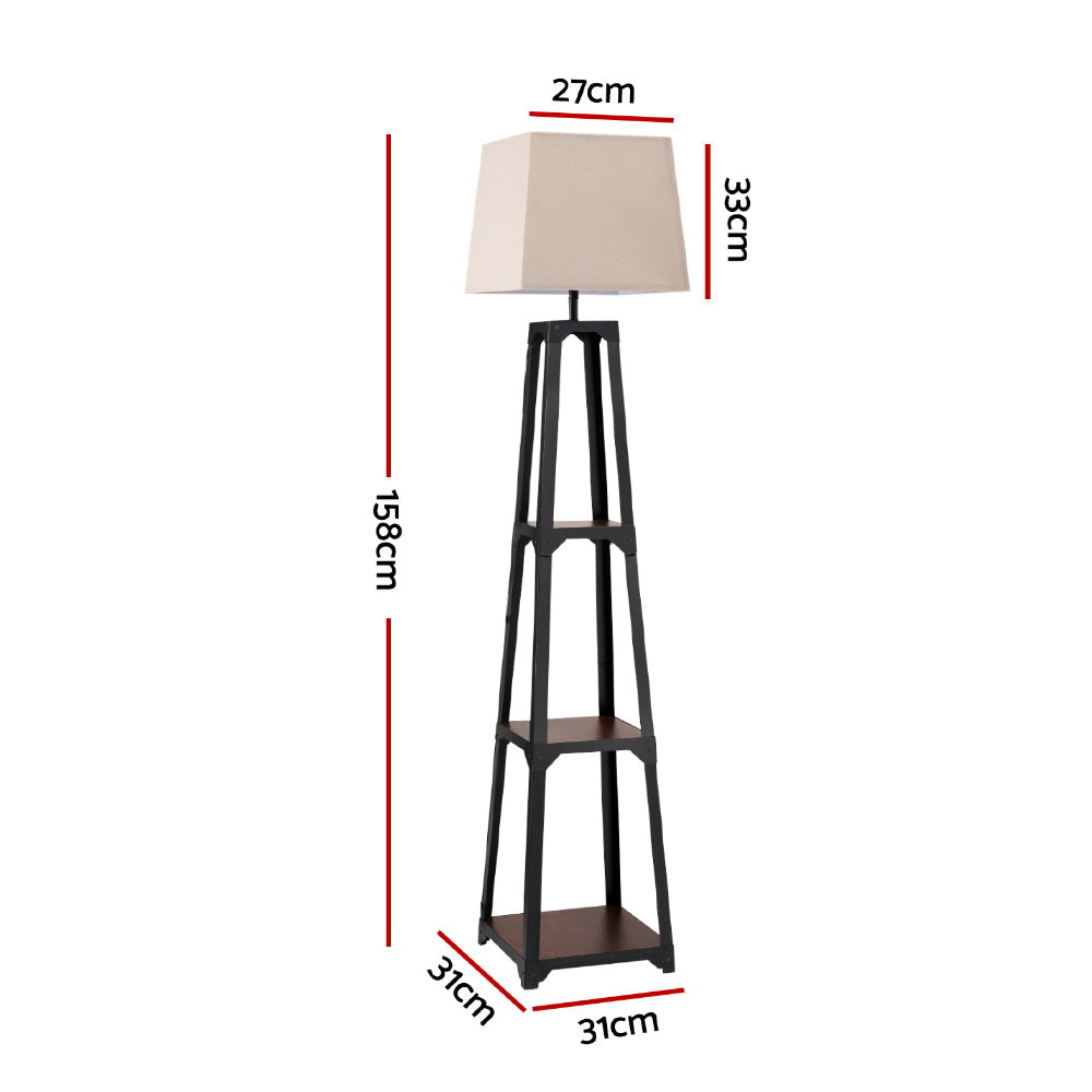 Artiss Floor Lamp 3 Tier Shelf Storage LED Light Stand Home Room Vintage White-Home &amp; Garden &gt; Lighting &gt; Floor Lamps-PEROZ Accessories