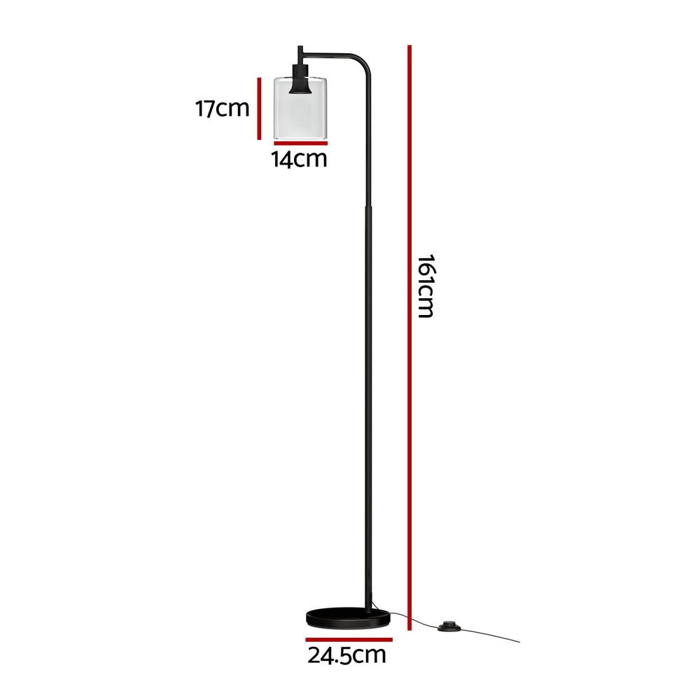 Artiss Floor Lamp Light Stand Modern Home Living Room Office Reading Glass Shade Black-Home &amp; Garden &gt; Lighting &gt; Floor Lamps-PEROZ Accessories