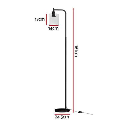 Artiss Floor Lamp Light Stand Modern Home Living Room Office Reading Glass Shade Black-Home &amp; Garden &gt; Lighting &gt; Floor Lamps-PEROZ Accessories