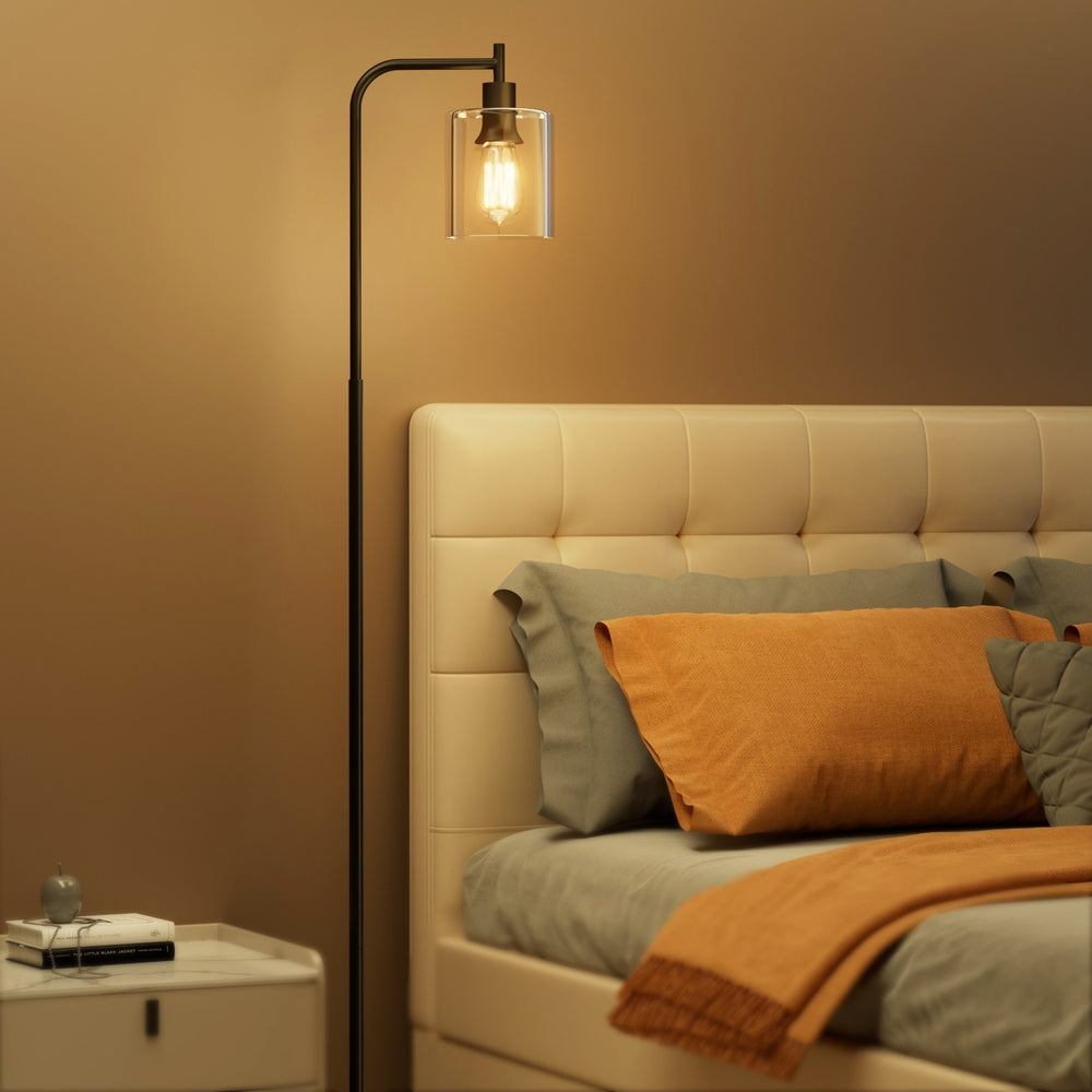 Artiss Floor Lamp Light Stand Modern Home Living Room Office Reading Glass Shade Black-Home &amp; Garden &gt; Lighting &gt; Floor Lamps-PEROZ Accessories