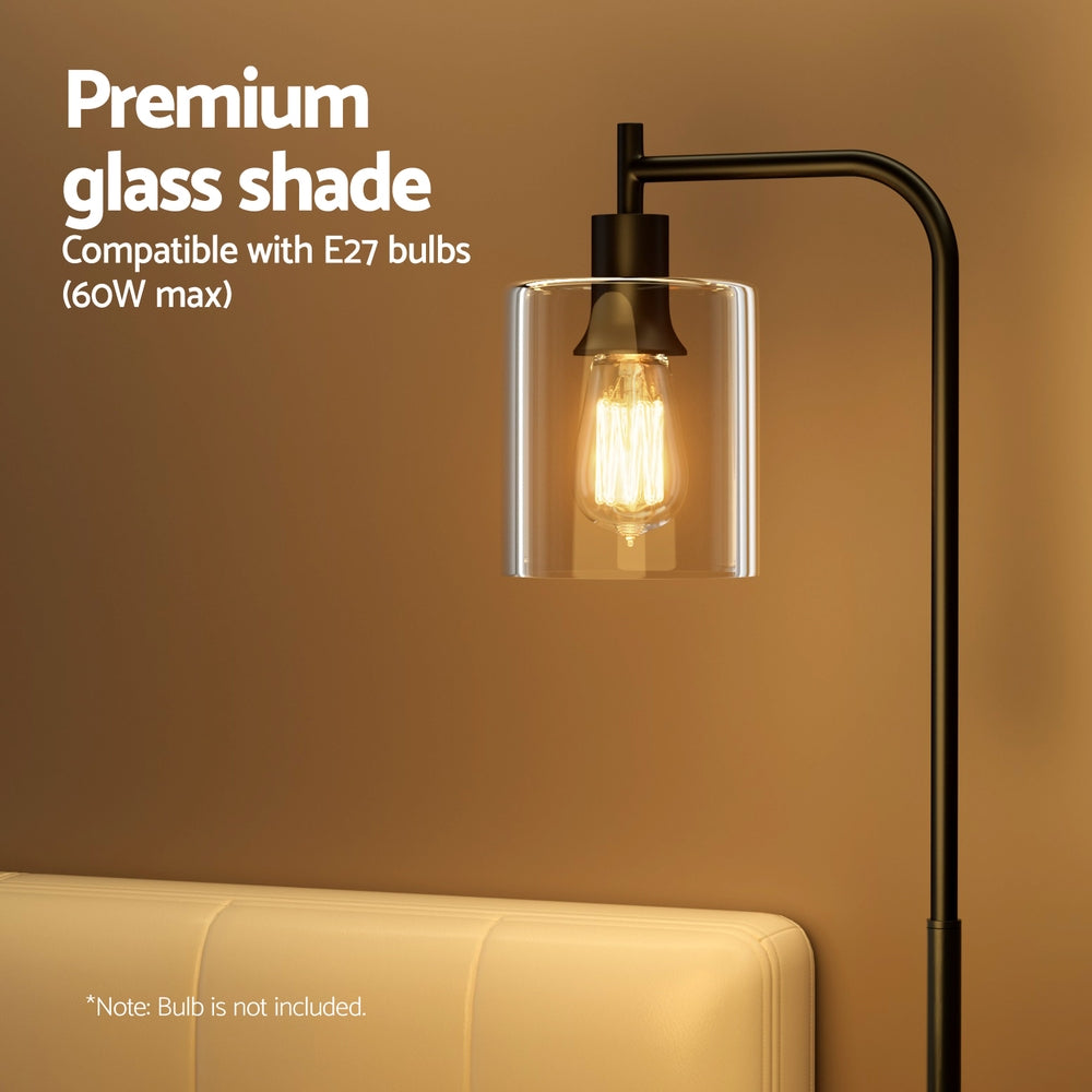 Artiss Floor Lamp Light Stand Modern Home Living Room Office Reading Glass Shade Black-Home &amp; Garden &gt; Lighting &gt; Floor Lamps-PEROZ Accessories