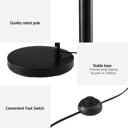 Artiss Floor Lamp Light Stand Modern Home Living Room Office Reading Glass Shade Black-Home &amp; Garden &gt; Lighting &gt; Floor Lamps-PEROZ Accessories