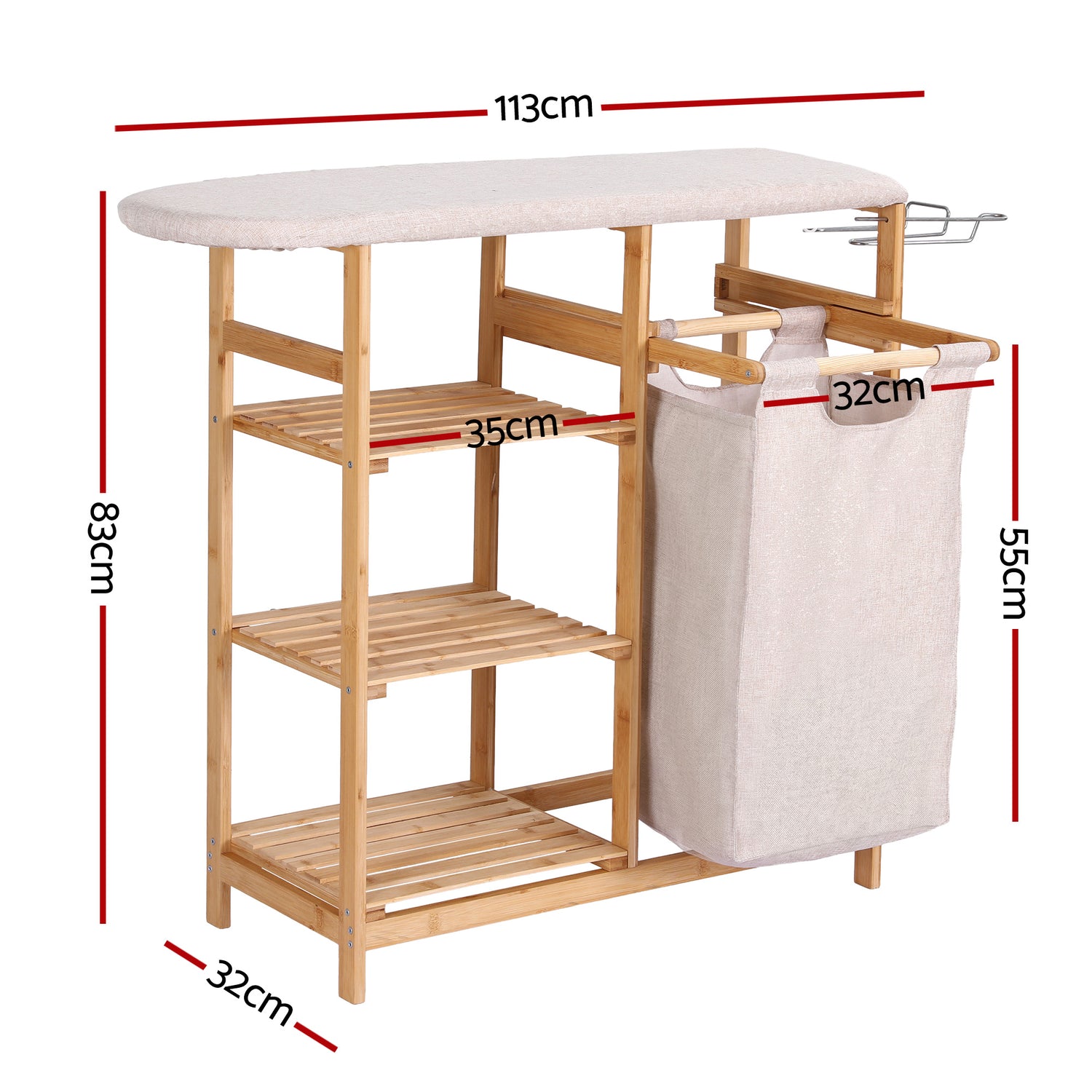 Artiss Laundry Basket Hamper with Ironing Board Bamboo-Home &amp; Garden > Laundry &amp; Cleaning > Laundry Baskets-PEROZ Accessories