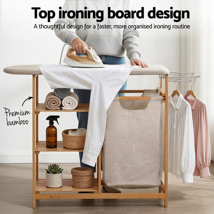 Artiss Laundry Basket Hamper with Ironing Board Bamboo-Home &amp; Garden > Laundry &amp; Cleaning > Laundry Baskets-PEROZ Accessories