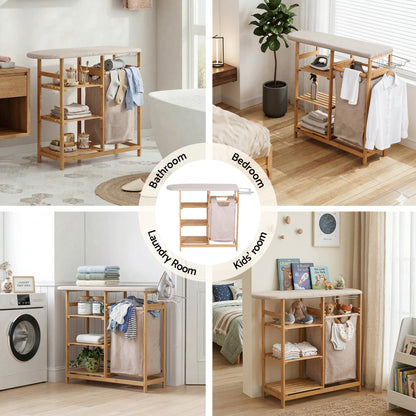 Artiss Laundry Basket Hamper with Ironing Board Bamboo-Home &amp; Garden > Laundry &amp; Cleaning > Laundry Baskets-PEROZ Accessories